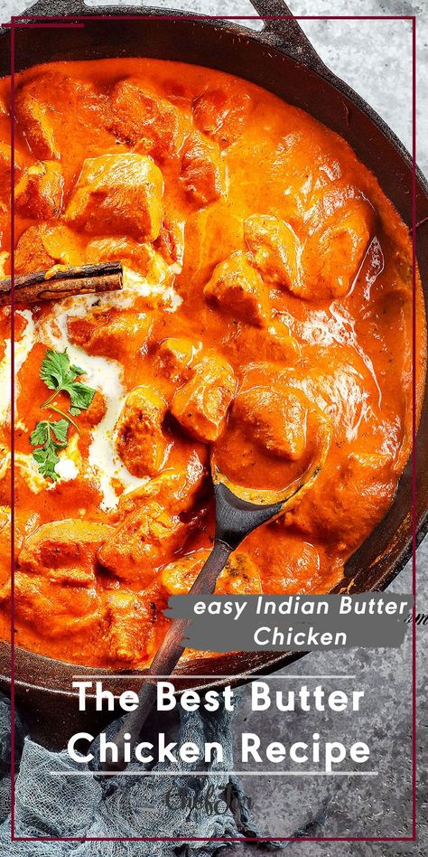 This homemade Butter Chicken recipe is super easy and so flavorful. Ready in 30 minutes. Freeze individual portions for a quick lunch or dinner option! #chefjar #butterchicken #maindish #homemade #indian #curry Murg Makhani, Best Butter Chicken, Chicken Makhani, Butter Chicken Recipe Indian, Simple Marinade, Butter Chicken Sauce, Butter Chicken Recipe Easy, Murgh Makhani, Desi Khana