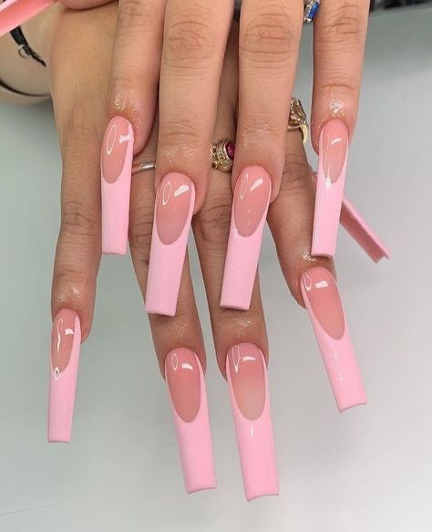 Acrylic Nails Pink, Basic Nails, French Tip Acrylic Nails, Long Acrylic Nails Coffin, Acrylic Nails Coffin Pink, Rose Nails, Long Square Acrylic Nails, Unique Acrylic Nails, Acrylic Nails Coffin Short