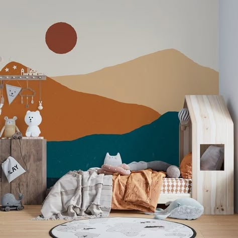 Boys Room Mural, Nursery Wall Painting, Landscape Mural, Mountain Wall Mural, Sun Landscape, Interior Murals, Mountain Mural, Kids Room Murals, Kids Room Paint