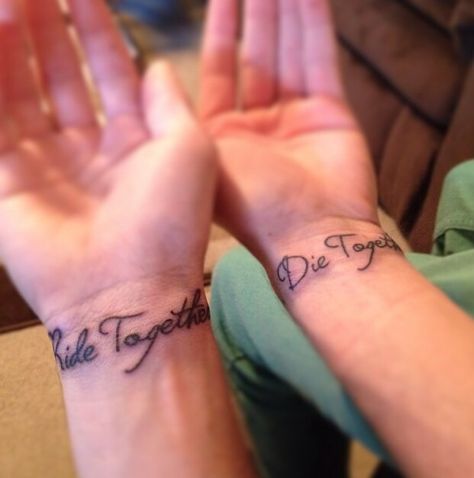 Motocross brothers tattoos. We "Ride Together", We "Die Together" Motorcycle Matching Tattoos, Motorcycle Couple Tattoo, Motorcycle Couple Tattoo Ideas, Biker Couple Tattoos, Matching Motorcycle Tattoos, Ride Or Die Tattoo Friends, Ride Or Die Tattoo Couple, Earring Placement, Ride Or Die Tattoo