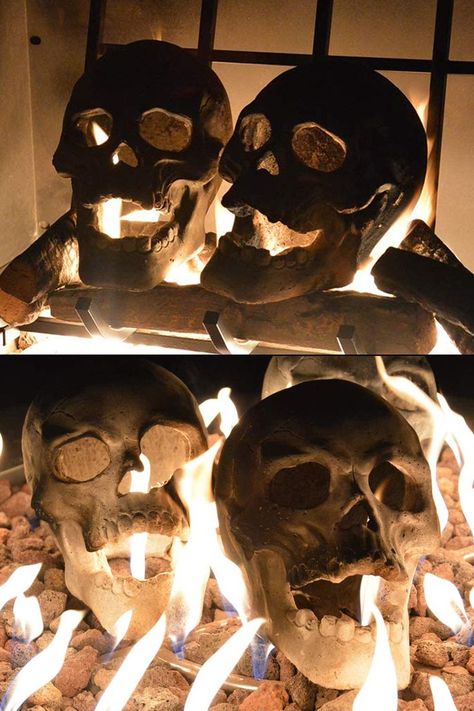 Fire Pit Skulls, Human Skull, Firepit, Halloween Projects, Fire Pits, Campfire, Looking Back, Fire Pit, Fireplace