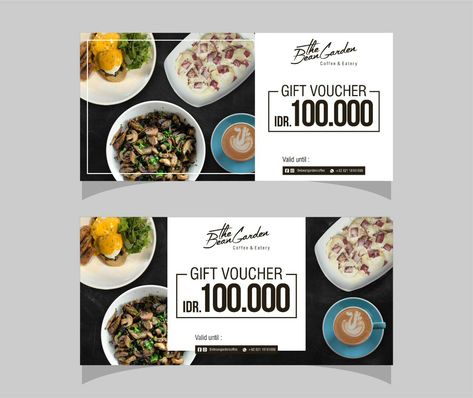 voucher design for the bean garden coffee and eatery Food Voucher Design Ideas, Food Coupon Design, Discount Coupon Design, Discount Voucher Design, Voucher Design Coupon, Voucher Design Ideas, Wild Burger, Postcard Design Inspiration, Bean Garden