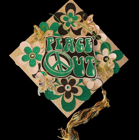 #senior #grad #gradcap Cap Inspiration Graduation, Cool Graduation Cap Designs, 2d Graduation Cap Designs, Retro Graduation Cap, Grad Caps 2023, Indie Graduation Cap, Disco Ball Grad Cap, Cool Grad Caps, Grad Cap Painting Ideas