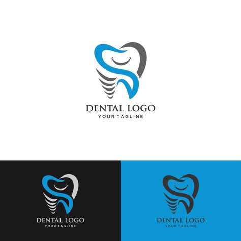 Dental Implant Logo Design, Dental Logo Design Creative, Logo Dental, Dental Clinic Logo, Abstract Logo Design, Business Card Design Black, Dentist Logo, Dental Logo Design, Dental Office Design Interiors