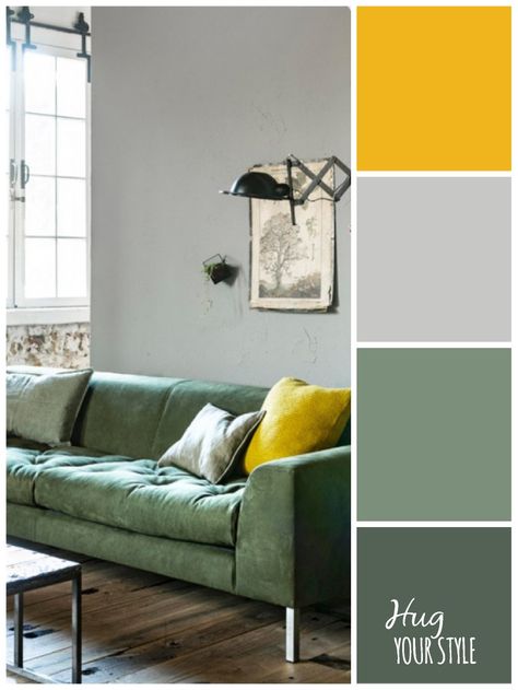 Living Room Wall Color, Room Wall Colors, Living Room Decor Gray, Yellow Living Room, Yellow Interior, Yellow Decor, Room Color Schemes, Living Room Green, Green Rooms