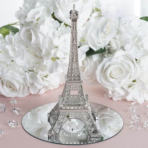 Treasured Affection Eiffel Tower Centerpiece Silver 10" Tall Bolo Paris, Eiffel Tower Centerpiece, Eiffel Tower Cake, Tower Cake, Paris Theme Party, High Top Tables, Patio Bar Set, Paris Party, Paris Theme