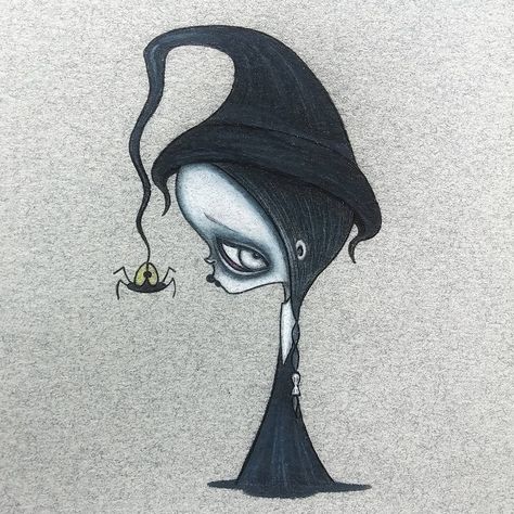 Simple Scary Things To Draw, Dark Witch Drawing, Creepy Things To Draw Easy, Witch Drawing Easy, Weird Drawings Creepy Easy, Gothic Drawings, Cute Monsters Drawings, Witch Drawing, Petit Tattoo