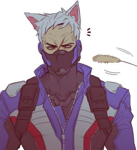 Soldier 76 Fanart, Reaper X Soldier 76, Jack Morrison, Soldier 76, Overwatch Comic, Overwatch Fan Art, Overwatch 2, Cartoon Games, Animal Ears