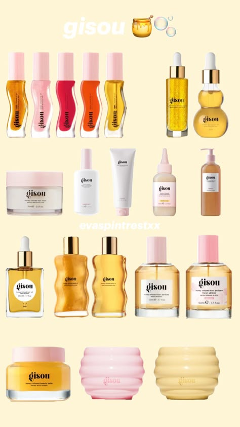 #myfirstshuffle #gisou #aesthetic #hairoil #bodyoil #collage #gisouproducts #brands All Gisou Products, Gisuo Products, Gisou Aesthetic, Aesthetic Skin Care Products, Gisou Products, Girly Christmas Gifts, Sephora Skin Care, Skincare Brands, Skin Care Items