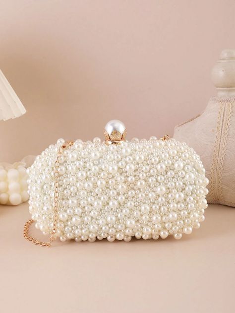 1 Pc Beige Elegant Fashionable Heavy Craft Handmade Bead Embroidery Faux Pearl Embellished Clutch, Evening Bag.The Perfect Choice For Parties, Dinners, Weddings, Vacations, Women's Dress Parties, Wedding Dress Matching, And Music Festivals.Mom's Gift.I discovered amazing products on SHEIN.com, come check them out! Chica Punk, Pearl Clutch Bag, Glitter Clutch Bag, Pearl Clutch, Embellished Clutch, Clutches For Women, Pearl Bag, Craft Handmade, Music Festivals