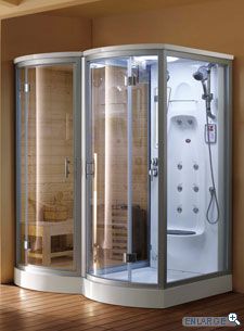 Sauna & Shower. Yes, please! Steam Shower Enclosure, Sauna Shower, Sauna Steam Room, Sauna Design, Steam Sauna, Sauna Room, Steam Shower, Shower Units, Modern Baths