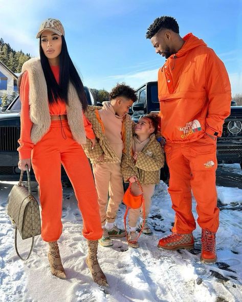 Mother Son Matching Outfits, Thanksgiving Color, Family Photoshoot Outfits, Cute Couple Outfits, Orange Outfit, Matching Couple Outfits, Matching Couple, Black Families, Picture Outfits