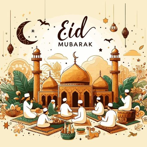 Vector clip art eid mubarak modern desig... | Premium Vector #Freepik #vector #mosque #religious #background #holiday Eid Outfits For Teens, Eid Mubarak Illustration, Religious Background, Eid Mubarak Vector, Art Nail Designs, Fashionable Nails, Iftar Party, Eid Card, Eid Mubarak Card