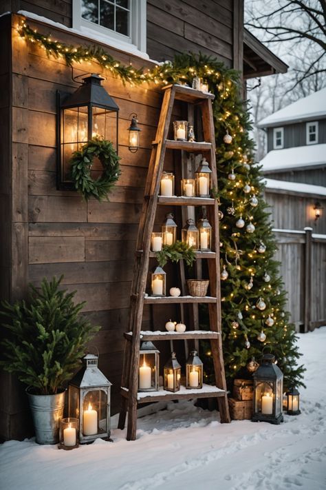 Snowy Woodland Christmas Tree, Christmas Pathway Ideas, Glasgow Christmas, Bedroom Ideas Black, England Farmhouse, Townhouse Ideas, Tre Kunst, Christmas Outdoors, Mantel Decor Ideas