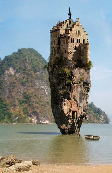 Castle on a rock in Dublin, Ireland... this is for real. Castle House Island, Health Photos, Unique Buildings, A Castle, Alam Yang Indah, Dublin Ireland, Pretty Places, Oh The Places Youll Go, Narnia