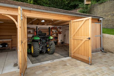 Timber Garage, Equestrian Building, Garage Plans Detached, Wooden Workshops, Carport Plans, Oak Framed Buildings, Prefab Buildings, Rustic House Plans, Carport Garage