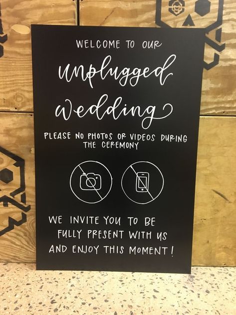 Unplugged Ceremony Chalkboard Sign - Welcome Chalkboard - Wedding Signage - Illustrations Unplugged Wedding Sign, Unplugged Ceremony, Wedding Chalkboard Signs, Unplugged Wedding, Ceremony Signs, Chalkboard Wedding, Chalkboard Sign, Future Wedding Plans, Wedding Welcome Sign