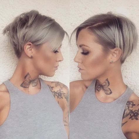 Long Pixie Hairstyles 2023, Pixie Cut For Fine Hair Over 40, Edgy Pixie Hairstyles Undercut, Neckline Hairstyles Guide, Edgy Pixie Cuts For Fine Hair, Under Cut Pixie, Blond Pixie, Edgy Pixie Hairstyles, Natural Dark Hair