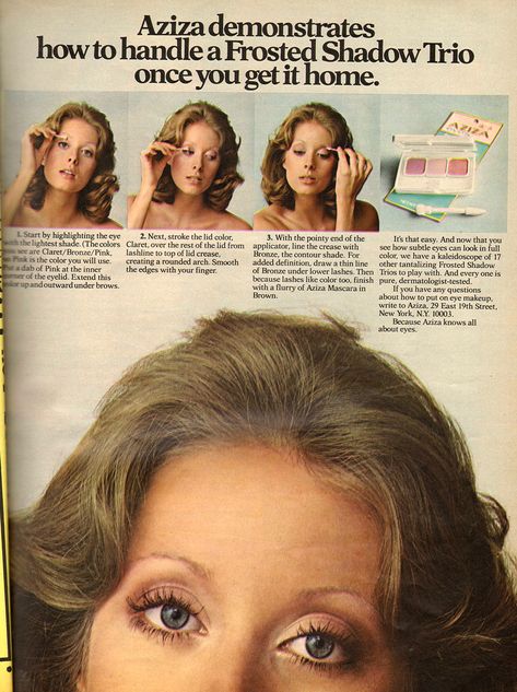 Makeup Tutorial Photo, 1970’s Makeup, 1970s Beauty, Historical Makeup, Vintage Editorials, Beauty Ads, 70s Makeup, 80s Makeup, 70s Nostalgia