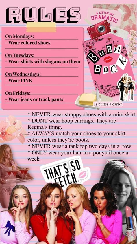 Plastics Aesthetic, Girly Scrapbook, Mean Girls Party, Mean Girls Burn Book, The Plastics, Girly Movies, Images Disney, Pretty Journals, Fun Sleepover Ideas