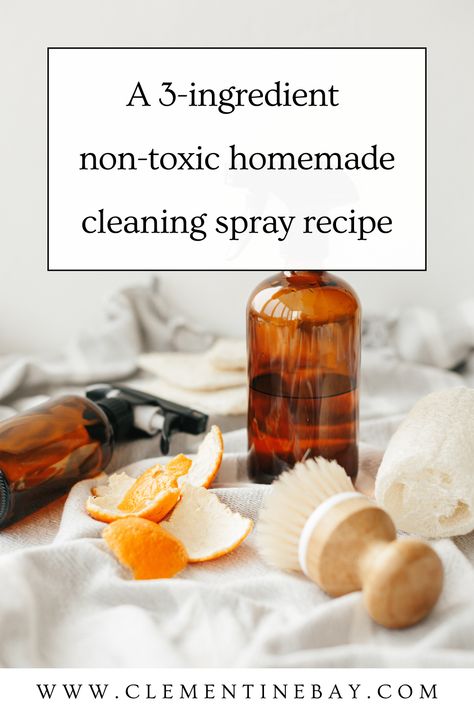 How to make a non-toxic homemade cleaning spray with just 3 ingredients. | Natural living tips | Homemade cleaning spray recipe | Non-toxic swaps | Non-toxic cleaning products DIY recipes | Non-toxic alternatives Diy Natural Cleaning Spray, Homemade Household Products, Non Toxic Swaps, Homemade Cleaning Spray, Homemade Disinfectant Spray, Non Toxic Cleaning Products, Homemade All Purpose Cleaner, Non Toxic Living, Diy Cleaning Spray