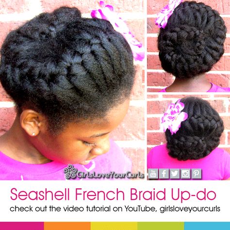 This beautiful up-do looks great whatever your age and is perfect for special occasions. The best part is, it takes less than 10 minutes to do! Check out the video tutorial on YouTube http://youtu.be/cC15YHXg5ew Queen Hair, Hairstyle Gallery, Retro Hairstyles, French Braid, Hair Updos, Gorgeous Hair, Kids Hairstyles, Up Hairstyles, Black Hair