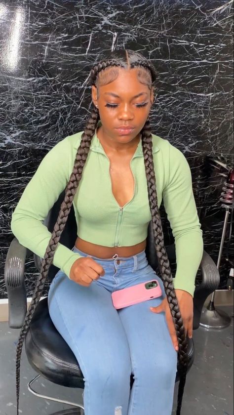 Pretty Braided Hairstyles Quick, 2 Long Cornrows, 2 Long Cornrows Braids, Cute Quick Braids Black Women, 2 Braids With Color Weave, 2 Braids To The Back With Weave, 2 Feed In Braids With Weave Side Part, Cute And Simple Braided Hairstyles, 2 Indian Braids With Weave