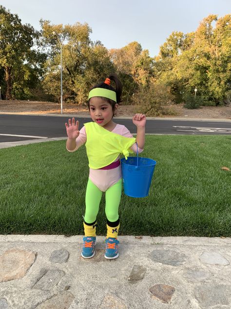 80’s toddler outfit! 80s Spirit Week, Baby Dress Up Day Spirit Week, Toddler Workout Costume, 80s Costume Toddler Girl, 80s Workout Family Costume, Halloween Costumes 80s Workout, 80s Outfits, 2024 Halloween, 80s Outfit