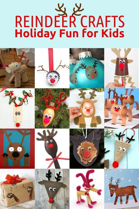 Get your kids in the holiday spirit with these fun and festive reindeer craft ideas. There is something for everyone – ornaments, gifts, decorations, and even a flying Rudolph! Crafts For Adults Christmas, Kids Crafts Summertime, Rudolph Crafts, Kids Christmas Decorations, Reindeer Crafts, Reindeer Photo, Drawing Nose, Crafts For Kids Christmas, Kids Crafts Ideas