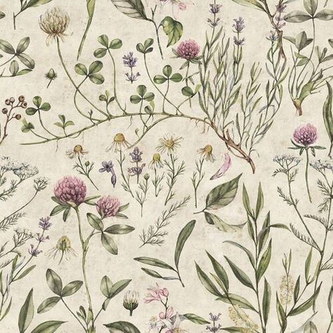 Illustration Botanique Vintage, Vintage Style Wallpaper, Deco Champetre, Illustration Wallpaper, Vintage Floral Wallpapers, Illustration Botanique, Pine Furniture, Botanical Wallpaper, Photo Style