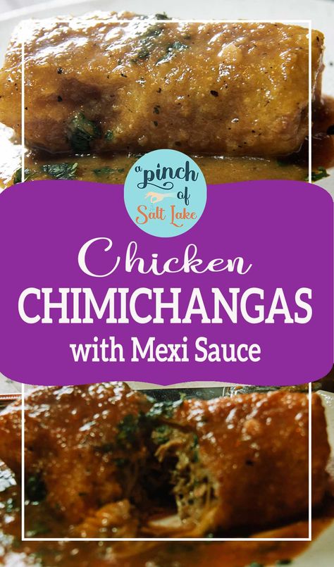 A classic tex-mix dish that is filled with an easy and extremely flavorful chicken filling and topped with a luscious Mexi sauce. Chimichanga Sauce, Chicken Chimichanga, Chicken Chimichangas, Fresh Salsa, Monterey Jack Cheese, Night Snacks, Chicken Chili, Spanish Food, Flour Tortillas