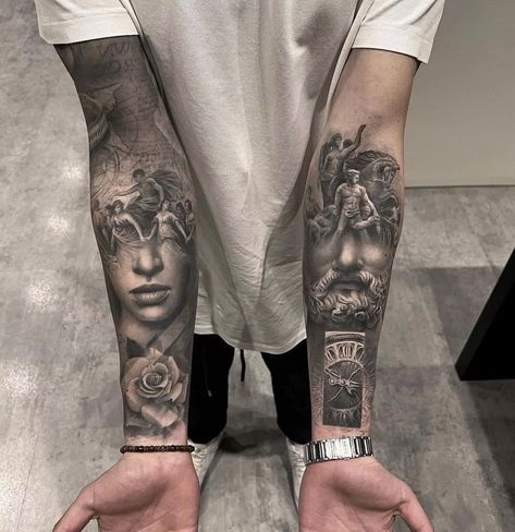 Unique Hand Tattoos, Evolution Tattoo, Hyper Realistic Tattoo, Evil Tattoo, Web Tattoo, Goddess Tattoo, Forearm Sleeve Tattoos, Angel Tattoo Designs, Greek Tattoos