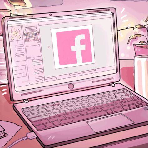 Facebook App Logo, Laptop Icon Aesthetic, Pink Laptop Aesthetic, Laptop Animation, Yohan Sign, Notion Organization, Y2k Aesthetic Pink, Internet Aesthetic, Laptop Drawing