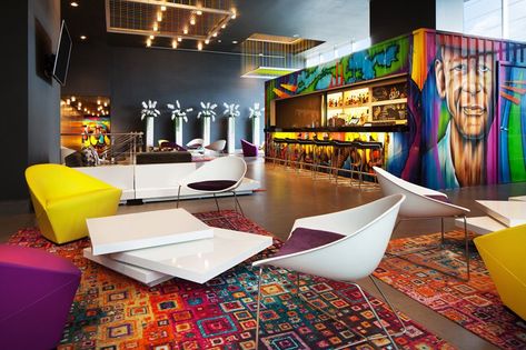 studio gaia designs first W hotel in central america with colorful indigenous patterns Cool Hotel Lobby Design, Colorful Hotel Lobby, Art Hotel, Boutique Hotel Lobby, Hotel Lobby Design, W Hotel, Lobby Interior, Design Hotel, Hotel Furniture