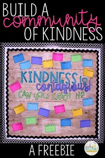 Creating a Classroom Community that promotes kindness Counseling Bulletin Boards, Kindness Is Contagious, Kindness Bulletin Board, Interactive Bulletin Boards, Interactive Bulletin Board, Building Classroom Community, Kindness Activities, Character Traits, School Bulletin Boards