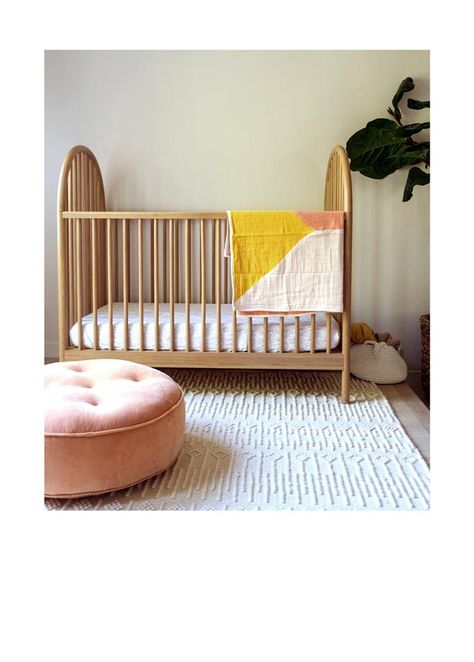 Round Crib Nursery, Wooden Baby Crib, Registry Inspiration, Stokke High Chair, Taylor Giavasis, Modern Nursery Furniture, Round Cribs, Wood Crib, Baby Crib Quilt