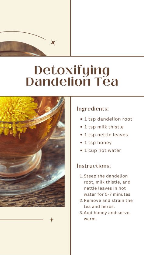 Refresh your family's health with the cleansing benefits of this Detoxifying Dandelion Tea Recipe, perfect for cozy moments at home. Celebrate the joys of motherhood and homemaking with every purifying sip! #affiliate Ginseng Tea Recipe, Herbal Tea Recipes Natural Remedies, Diy Tea Recipe, Diy Herbal Tea Blends, Dandelion Root Tea Benefits, Pain Relief Smoothie, Dandelion Tea Benefits, Dandelion Tea Recipe, Homemade Herbal Tea