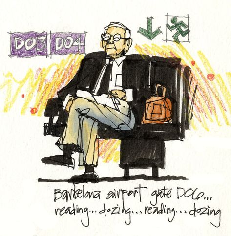 man at airport | Gentleman dozing with magazine in his lap i… | Flickr Sketching People, Barcelona Airport, James Richards, Sketches Of People, At Airport, Urban Sketchers, Film Strip, Urban Sketching, Photo L