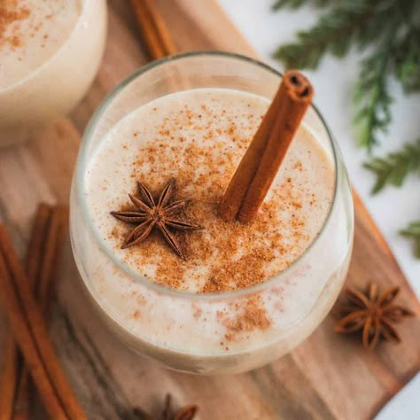 Virgin Coquito (Puerto Rican Eggnog) Recipe | Wanderzest Puerto Rican Eggnog Recipe, Mexican Horchata, Coquito Recipe, Italian Cream Soda, Virgin Drinks, Condensed Coconut Milk, Vegan Substitutes, Waffle Cookies, Holiday Drink