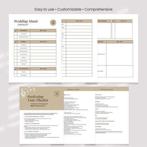 Wedding Music Checklist Template for Wedding Song List Canva Printable Guide for Event DJ Song Itinerary Editable Worksheet Ceremony Planner - Etsy Philippines Wedding Music Checklist, Music Checklist, Small Wedding Planner, Wedding Planner Checklist Printable, Wedding Song List, Wedding Itinerary Template, Wedding Planner Checklist, Dj Song, Wedding Itinerary