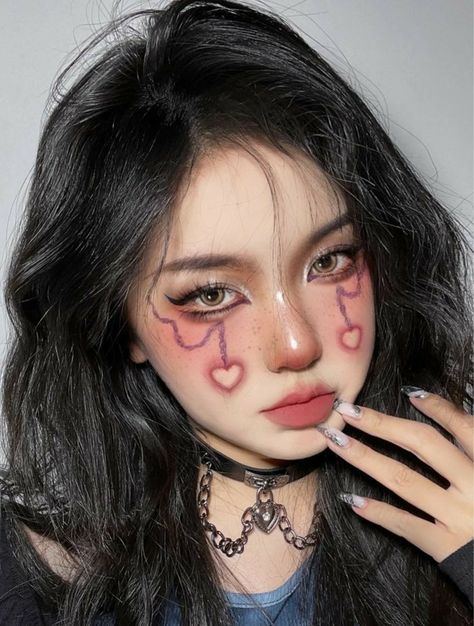 Festive Makeup, Performance Makeup, Doll Eye Makeup, Ulzzang Makeup, Ethereal Makeup, Valentines Makeup, Asian Eye Makeup, Creative Eye Makeup, Crazy Makeup