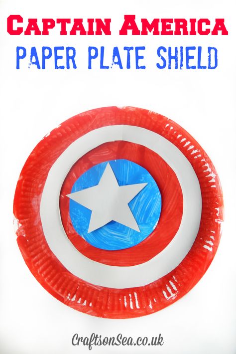 Captain America Paper Plate Shield - Crafts on Sea Superhero First Birthday, Super Hero Day, Hero Crafts, Crazy Laura, Superhero Crafts, Super Hero Theme, Summer Camp Crafts, Spring Craft, Captain America Shield