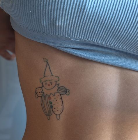 Gumby And Pokey Tattoos, Tiny Clown Tattoo, Pierrot Clown Tattoo, Clown Cat Tattoo, Clown Tattoo Cute, Pierrot Tattoo, Vintage Clown Tattoo, Small Clown Tattoo, Cute Clown Tattoo