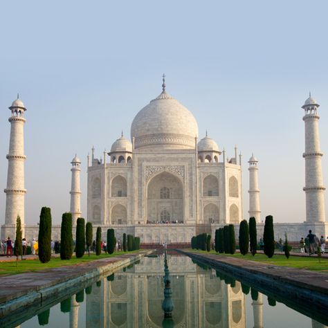 The Taj Mahal is one of the world’s most symmetrical structures. Its four sides are perfectly identical, built using the principles of self-replication and symmetry in geometry and architecture, thus creating a mirrored image on either side www.tajmahalagratours.com  #TajMahal #Built #Structure #Geometry #Architecture #World India Places, Symmetrical Balance, Monumental Architecture, Taj Mahal India, Architecture Design Sketch, The Taj Mahal, Design Basics, Canvas Painting Designs, Architecture Illustration