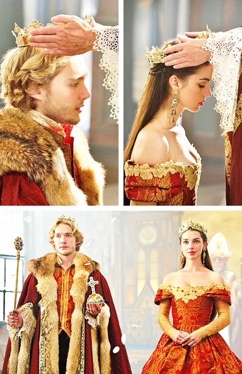 Tenues pour le Couronnement de Mary et François ... La robe est superbe !!! Reign Coronation, Mary And Francis, Francis Valois, Reign Series, Reign Serie, Long Live The Queen, Reign Tv Show, Marie Stuart, Reign Mary