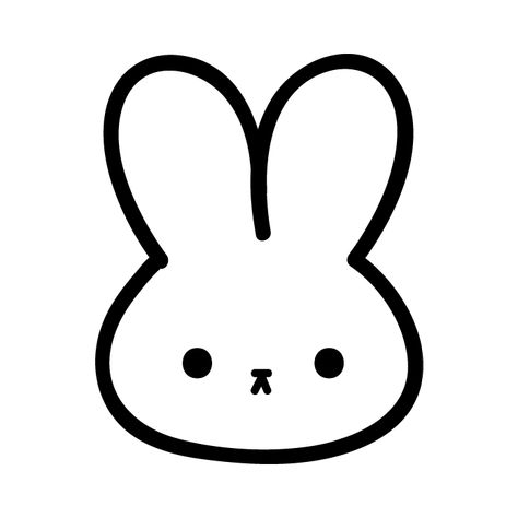 Bunny Face Drawing, Bunny Outline, Toka Boka, Bunny Head, Bunny Drawing, Simple Face, Kawaii Bunny, Bunny Face, Large Eyes