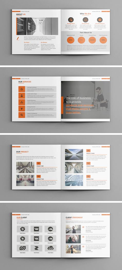 Course Book Design, Minimalist Brochure Design Inspiration, Company Profile Brochure Design, Company Catalog Design, Profile Company Design, Company Profile Design Creative, Square Brochure Design, Course Brochure, Business Company Profile