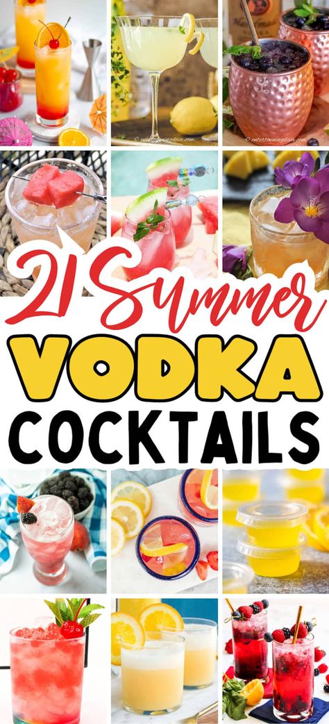 21 Summer Vodka Cocktails | Cocktails Fun Vodka Drinks, Fruity Vodka Drinks, Summer Vodka Drinks, Flavored Vodka Drinks, Summer Sangria Recipes, Vodka Mixed Drinks, Summer Vodka Cocktails, Simply Lemonade, Jello Shot