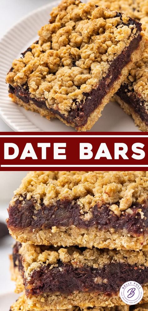 Recipes For Dates Desserts, Recipes With Date Pieces, Recipes With Dates Baking, Dates Bars Recipe, Fresh Dates Recipe, Date Nut Bars Recipe, Protein Bars With Dates, Date Squares Old Fashioned Newfoundland, Date Bars Recipe Simple