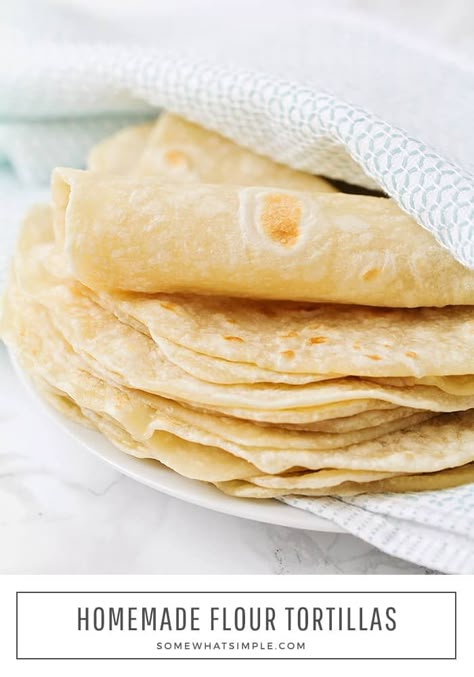 These homemade flour tortillas are soft and delicious and can not be any easier to make! #easyrecipe #tortilla #mexicanfood #tacos #burritos #bread Easy Homemade Tortillas, Homemade Flour, Recipes With Flour Tortillas, Homemade Flour Tortillas, Paleo Bread, Whole Wheat Tortillas, Soft Tacos, Tortilla Recipe, Homemade Tortillas